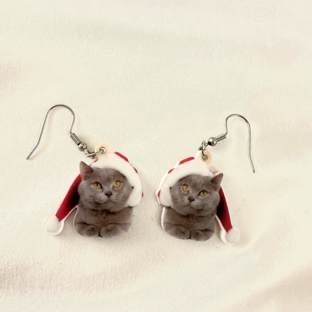 Christmas Cat Earrings